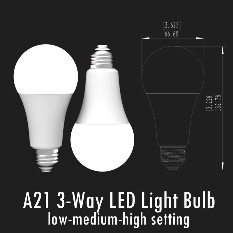 AmeriLuck 50/100/150W Equivalent, Low-Medium-High Setting, A21 LED 3-Way Light Bulb