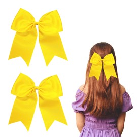 2 Pack 8 inch Large Hair Bows for Women Girls Hair Ribbon Bow Hair Clips, Yellow Hair Bow