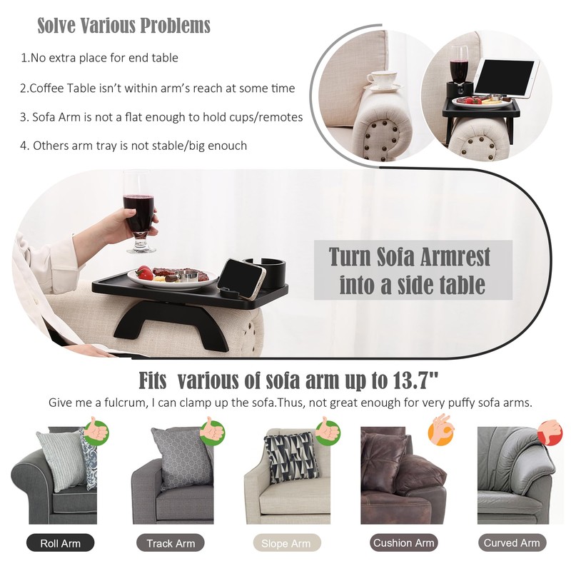 Nnewvante Couch Cup Holder,3 in 1 Large 15.36"x9.85" Bamboo Couch