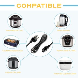 Rebuild Skills 5ft (1.5m) - 5 Pack, Hot Instant Pot Power Cord, Soy Milk Maker, Printer Power Cord, PC Power Supply Cable, Monitor Power Cable, TV Cord - UL Listed NEMA 5-15P to C13, 10A 125V, 18AWG