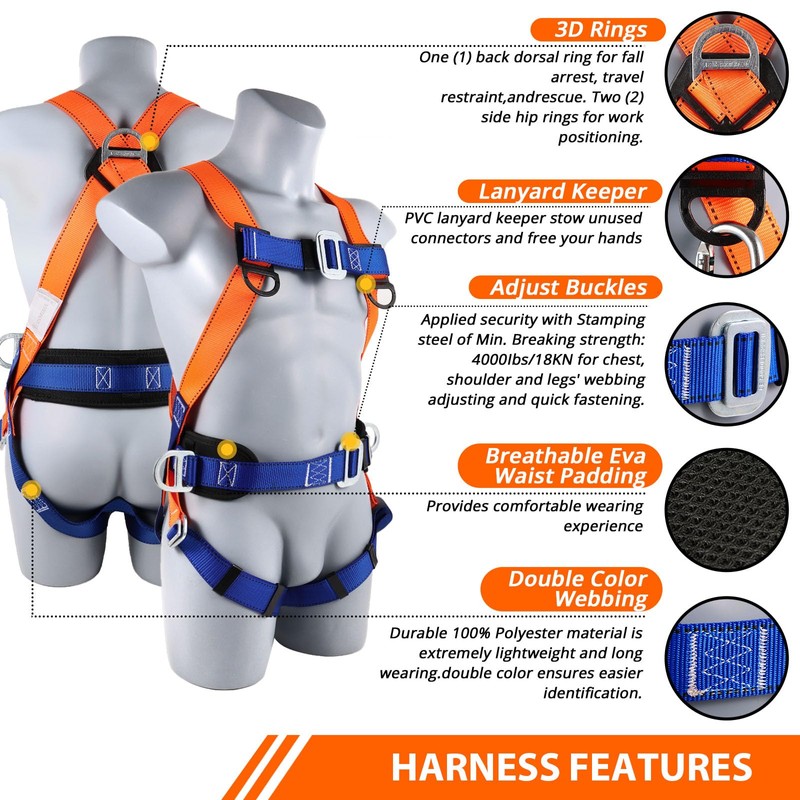 TT TRSMIMA Safety Harness Fall Protection Kit: Full Body Roofing