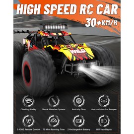 DESIVO Remote Control Car, RC Cars Toys for Boys 5-8, Off Road Kids Toys for Girls, Monster Truck Toys Cars Gifts for Boys Girls, RC Truck with Car Body Lights & Headlights