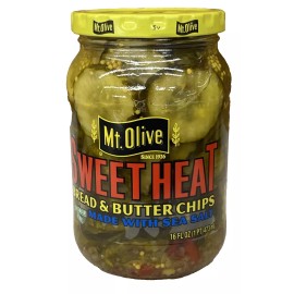 Mt Olive Pickles Sweet Heat Bread & Butter Chips with Sea Salt 16 oz