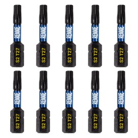 10 x Rennie Tools 32mm Long T27 TX27 Impact Screwdriver Driver Bits Set. Heavy Duty Magnetic Torx Screwdriver Bit Set. Black Oxide Coated Torx Impact Driver Bits. Torx Bit Set.