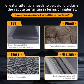 Acrylic Reptile Terrarium, 4 Grids Transparent Reptile Feeding Box with Thermometer, Lizard Cage Climbing Pet Box for Reptile/Insect/Invertebrates