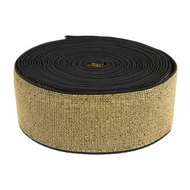 Suncoolla 5M Gold Black Glitter Elastic Band Webbing Band for DIY Clothes (Gold-Black, 40mm)