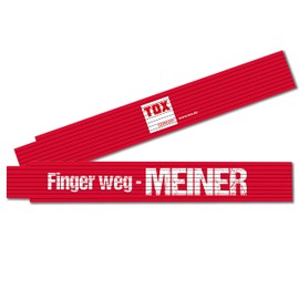 TOX Folding Ruler 2 m in Red - Measuring Stick with Finger Weg Meiner Print - Folding Ruler Made of Beech Wood with Angle Measuring Function and Coloured Decimal Numbers - Accuracy Class III -