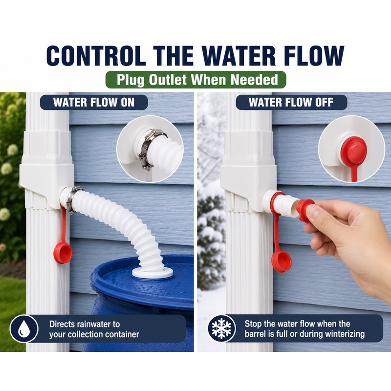 Rainwater Downspout Diverter for Rain Barrel – Adjustable Flexible Hose