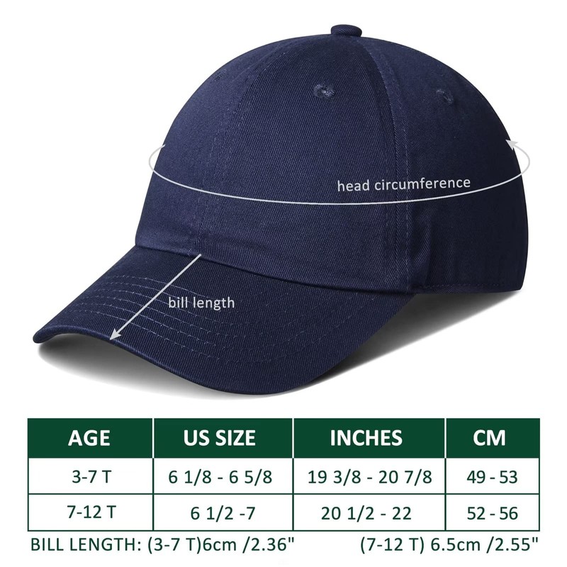 GADIEMKENSD Gorra de béisbol lisa para niños, ajuste sin construir,