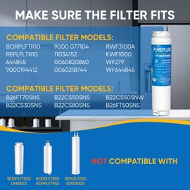 PUREPLUS 9000194412 Refrigerator Water Filter Replacement for Bosch Ultra Clarity BORPLFTR10,REPLFLTR10,644845,9000 077104,B26FT70SNS,B22CS30SNS,B22CS80SNS,B22CS50SNS,Haier 0060820860,0060218744,3PACK