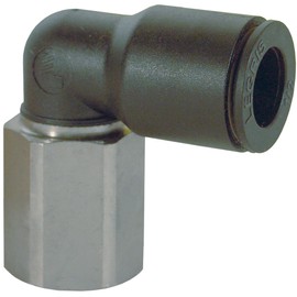 Legris 3009 56 11 Nylon & Nickel-Plated Brass Push-to-Connect Fitting, 90 Degree Elbow, 1/4" Tube OD x 1/8" NPT Female