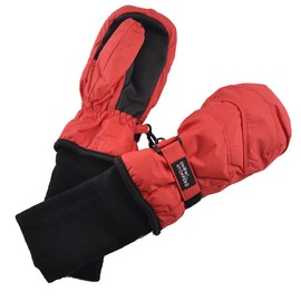 SnowStoppers Kids Waterproof Long Cuff Winter Mittens (Medium (2-5 Years), Red)