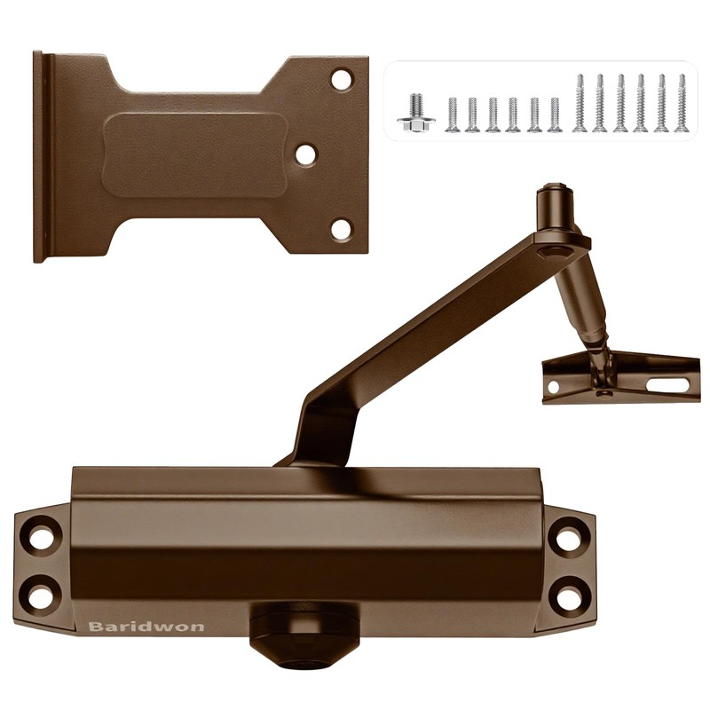 Baridwon Medium Classic Coffee Door Closer - Earth-Tone Finish for