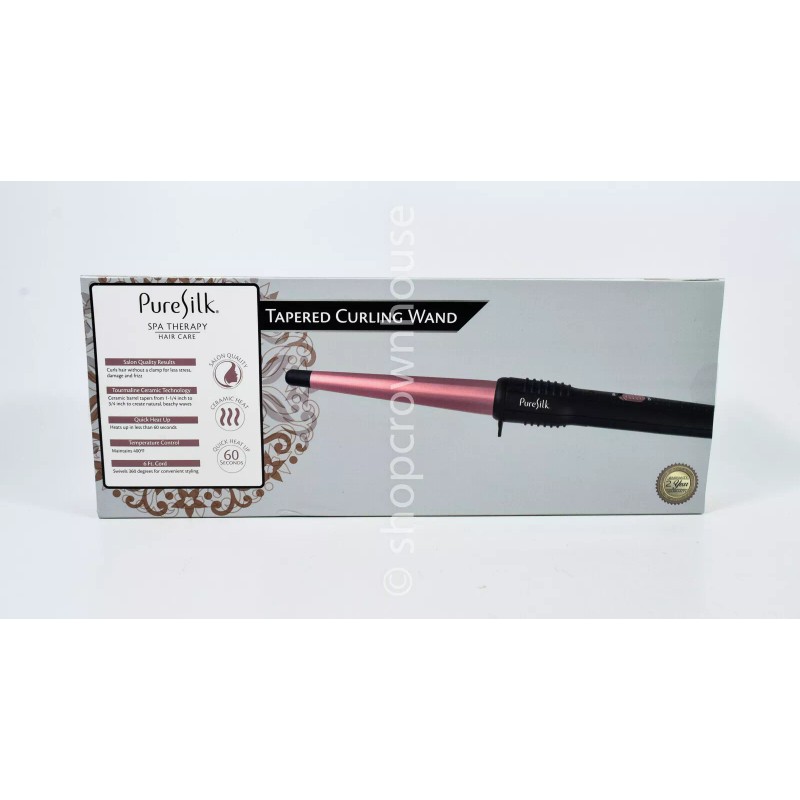 Pure Silk Tapered Curling Wand Ceramic Heat Curls in Minutes