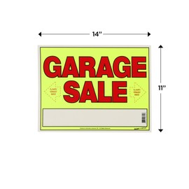 Sunburst Systems 3640 Garage Sale Sign with Blank Space for Writing, and Directional Arrow, Weather Resistant, 11" H x 14" W, 4 pack
