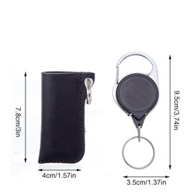 Lucklybestseller Retractable Leather Lighter Case Cover Holder Pouches Sleeve Keychain with Clip for Bic Full Size Classic Lighter J6 (1 pcs)