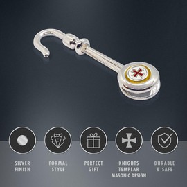 The Masonic Collection - Knight Templar KT Napkin Holder/Hook - Gold Plated - Made with Steel - A Useful Masonic Gift Accessory for Freemasons