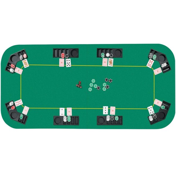 Giantex 8 Player Poker Table Top, 80''x36'' Anti-Slip Folding Texas Card Tabletop Layout Mat with Storage Bag, Cup Holders, Blackjack Table Felt for Play Cards, Poker Games, Party, Green