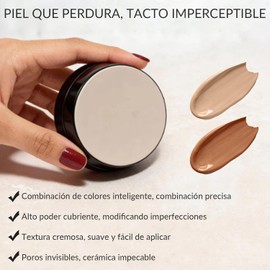 Base de Maquillaje en Cushion - Crema CC con Aplicador Hongo, Marrón oscuro