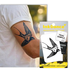 Semi-Permanent Tattoo, The Homeward Swallow, Long Lasting Temporary Tattoos, Waterproof Plant-Based Ink, Lasts 1-2 Weeks, Color Develops in 24 Hours D249