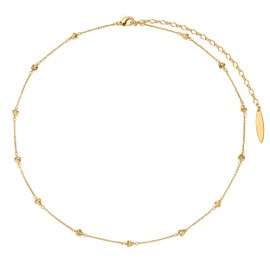 Gold Choker Necklace for Women, 18K Gold Plated Bead Chain Necklace Dainty Gold Satellite Chain Necklace Simple Trendy Beaded Chain Necklaces Minimalist Jewelry for Women Gifts