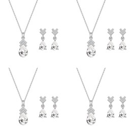 OTTFF Bridesmaid Jewelry Set for Wedding 18K Gold Plated/Rose Gold Plated/Silver Plated with Crystal Rhinestone Necklace Earrings 1-4-6-8 Sets Choise for Women Gift