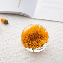 MARZIUS Crystal Ball with Preserved Flower,3.1 Inch Super Clear Sphere for Living Room Decoration for Men,Women,Kids,Boys,Girls,Teens (Sunflower)