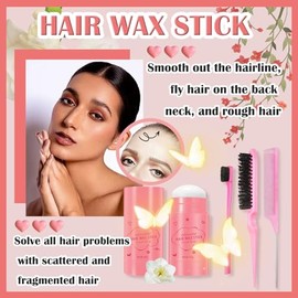 Set De 4 Piezas: Barra De Cera Y Peines Para Peinar. Cera Hidratante Y No Grasa Para Controlar El Frizz En Pelucas Y Cabello Natural. Bálsamo Ligero Para Peinar El Cabello Rebelde Y Sin Frizz.