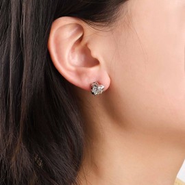 Inilbran Boho Hammered Square Earrings Vintage Geometric Square Earrings Silver Texture Square Stud Earrings Minimalist Irregular Square Statement Earrings Jewelry for Women