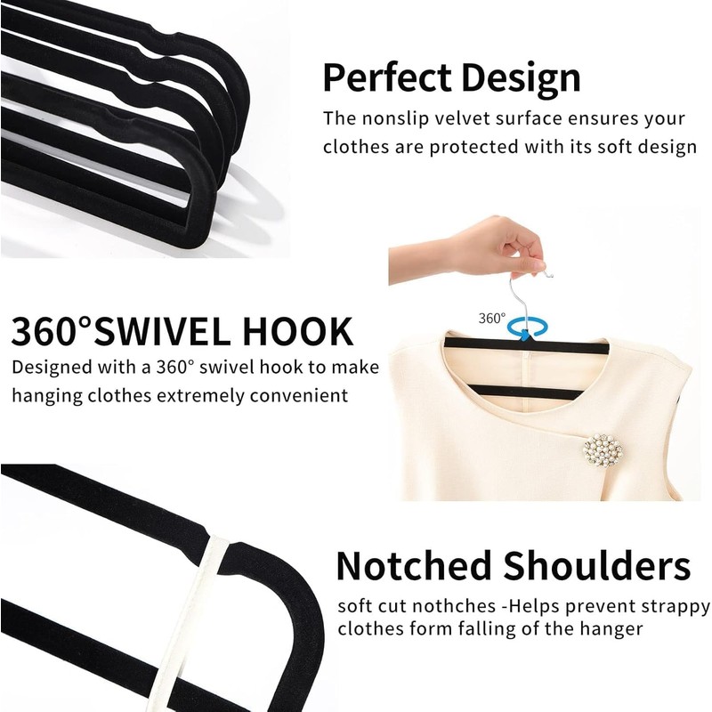 Velvet Hangers Non Slip - 20 Pack Pants Hangers for