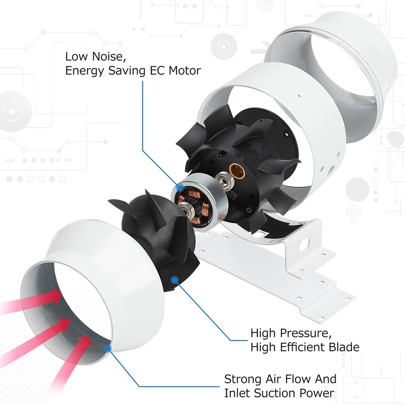 DUCTURBO 4 Inch Inline Duct Fans, 160 CFM Ventilation Exhaust