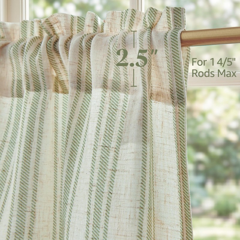 jinchan Striped Linen Kitchen Curtains 24 Inch Cafe Tier Curtains