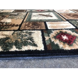 Cabin Style Door Mat Area Rug Rustic Western Country Bear Elk Deer Wildlife Lodge Native Design 386 (2 Feet X 3 Feet 2 Inch)