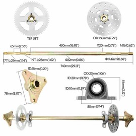 TBVECHI Go Kart Rear Axle Kit, Go Kart Rear Axle Assembly Kit Complete Wheel Hub For Mini Kids ATV QUAD Buggy, DIY Gokart Projects or Rebuilds