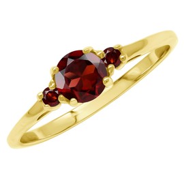 Silvershake Petite Design Round Shape Gemstone Birthstone White Gold Plated or Yellow Gold Plated 925 Sterling Silver Solitaire Promise or Engagement Ring Jewelry for Women, 6.5, Sterling Silver 18K