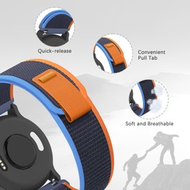 Koazon Trail Loop Nylon 18mm Watch Bands Compatible with Garmin Venu 3S/2S/Vivoactive 4S,Soft Breathable Adjustable Quick Release Sports Strap for Forerunner 265S/255S/255S Music Women Men