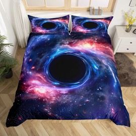 Feelyou Outer Space Duvet Cover Galaxy Stars Bedding Set Psychedelic Swirl Comforter Cover for Boys Girls Kids Room Decor Black Hole Bright Vibrant Colorful Bedspread Cover Twin Size (No Comforter)