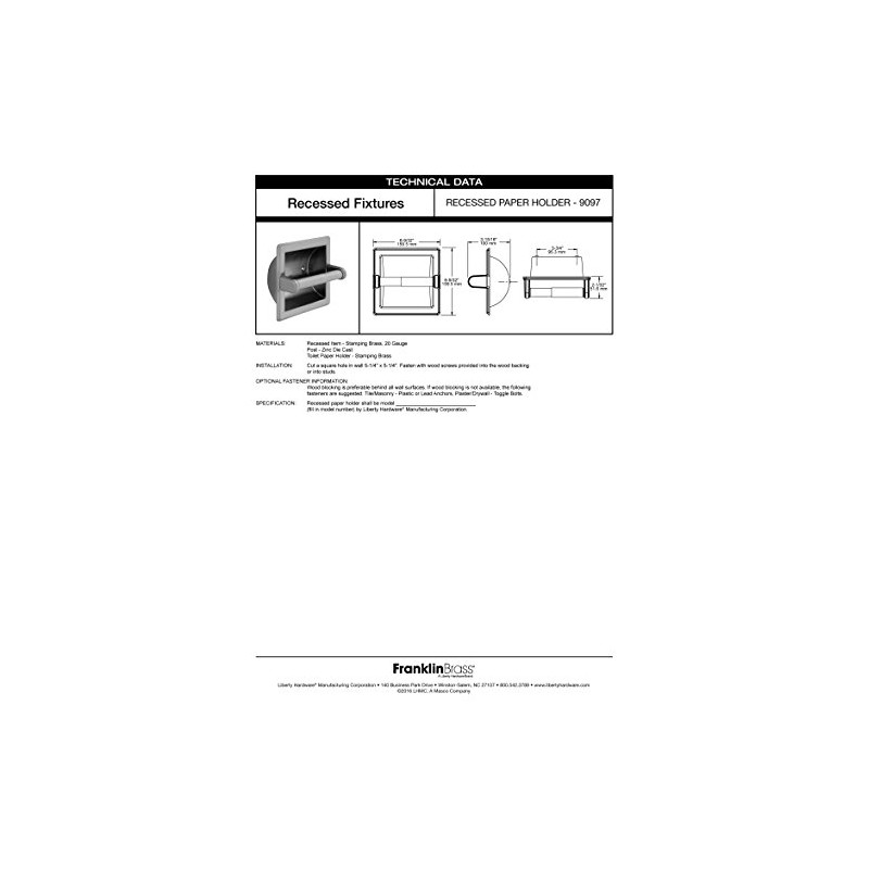 Franklin Brass 9097PC - Soporte empotrable para papel con bordes