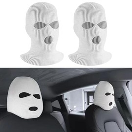 HhBdy Funny Car Accessories 2Pcs Funny Car Headrest Cover White Front Seat and Headrest Covers Antifoulingautomotive Face Masks Also as Cold-Weather Gear for Running Fitness and Cycling