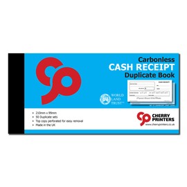 Cherry Carbonless NCR Cash Receipt Duplicate Book 99 x 210mm 50 Sets
