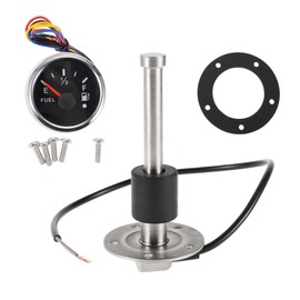 A ABSOPRO Fuel Sending Unit and Gauge Kit 5.12" Length Boat Fuel Sending Unit Marine Fuel Sender Unit Metal Silver Tone Black 1 Set 0-190 Ohm