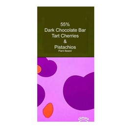 Oat Chocolate with Tart Cherries and Pistachios, Plant Based Gluten Free Snack Snacking Food Gift Treat, 1 3.5oz BG Bar