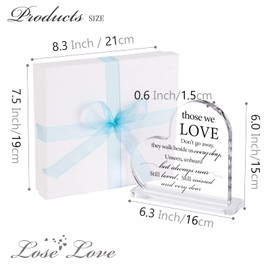 Qunrwe Sympathy Gift Memorial Bereavement Gifts,Acrylic Heart Condolence Gifts for Loss of Loved One,Loss of Father,Loss of Mother,Day of the Dead Table Decorations Remembrance Gifts