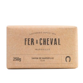 Fer à Cheval Pure Olive Toilet Marseille Soap Bar - Authentic Savon De Marseille, Natural and Hypoallergenic French Olive Oil Soap (250 g/8.82 oz, Single)