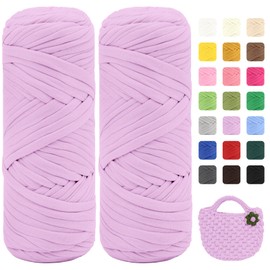 Maxee 2 x 200 g T-Shirt Yarn, T-Shirt Ribbon Yarn for Crochet, Crochet Yarn, Thick Yarn for Crochet Bags/Baskets/Carpets, Home Decoration, DIY Crafts