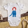 Baffle Chuckie Inspired Nineties Baby Bodysuit, Horror Onesie (Grey Long