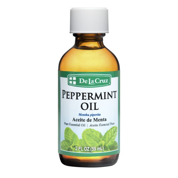 De La Cruz Peppermint Essential Oil - 100% Peppermint Oil for Aromatherapy - Steam Distilled - 2 Fl OZ