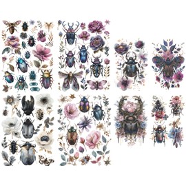 Rice Paper Insects and Flowers 20 x 26.6 cm (Pack of 6) - 6 Designs for Scrapbooking, Cards, Crafts, Decoupage CRAFT KREATIVELY