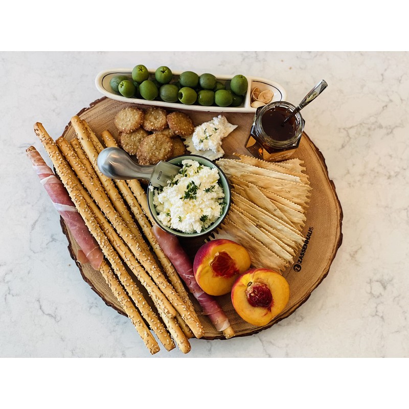 Zassenhaus Round Wooden Cutting Board 18 Inch - Large Charcuterie