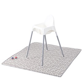 Focenat High Chair Floor Mat Baby Splash Guard Mat Floor Washable Floor Mat Non-Slip with 4 Suction Cups Splash Mat Baby Toddler for High Chair, Picnic, Park Visits, 130 x 130 cm